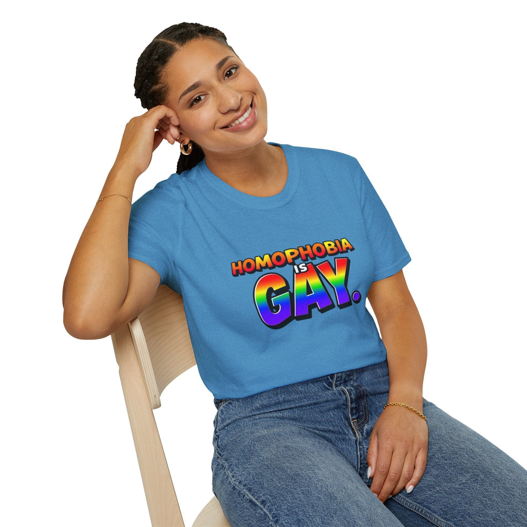 Pride T-Shirt, Homophobia Is Gay Unisex Softstyle Shirt - EqualiTees.Me