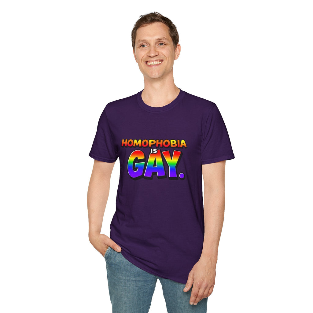 Pride T-Shirt, Homophobia Is Gay Unisex Softstyle Shirt - EqualiTees.Me