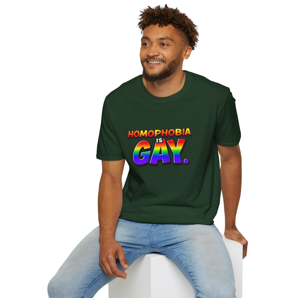 Pride T-Shirt, Homophobia Is Gay Unisex Softstyle Shirt - EqualiTees.Me