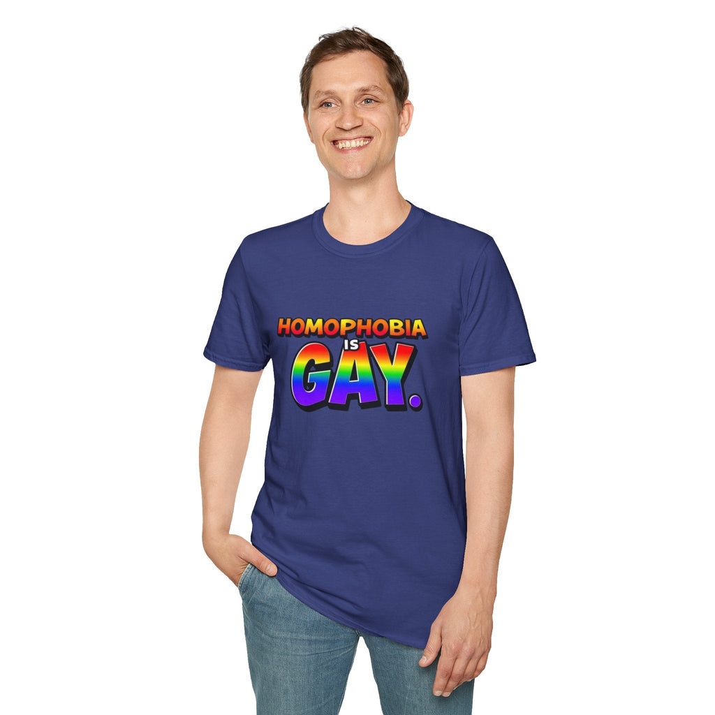 Pride T-Shirt, Homophobia Is Gay Unisex Softstyle Shirt - EqualiTees.Me