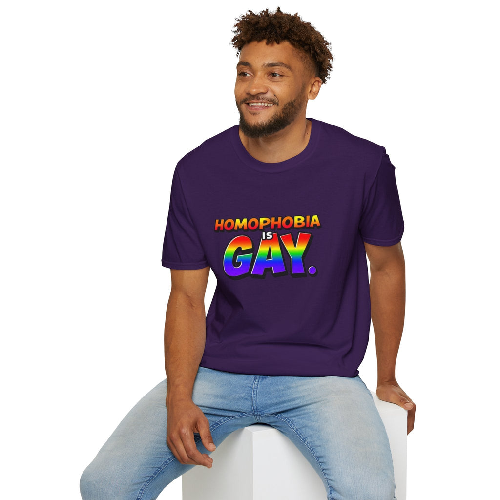 Pride T-Shirt, Homophobia Is Gay Unisex Softstyle Shirt - EqualiTees.Me