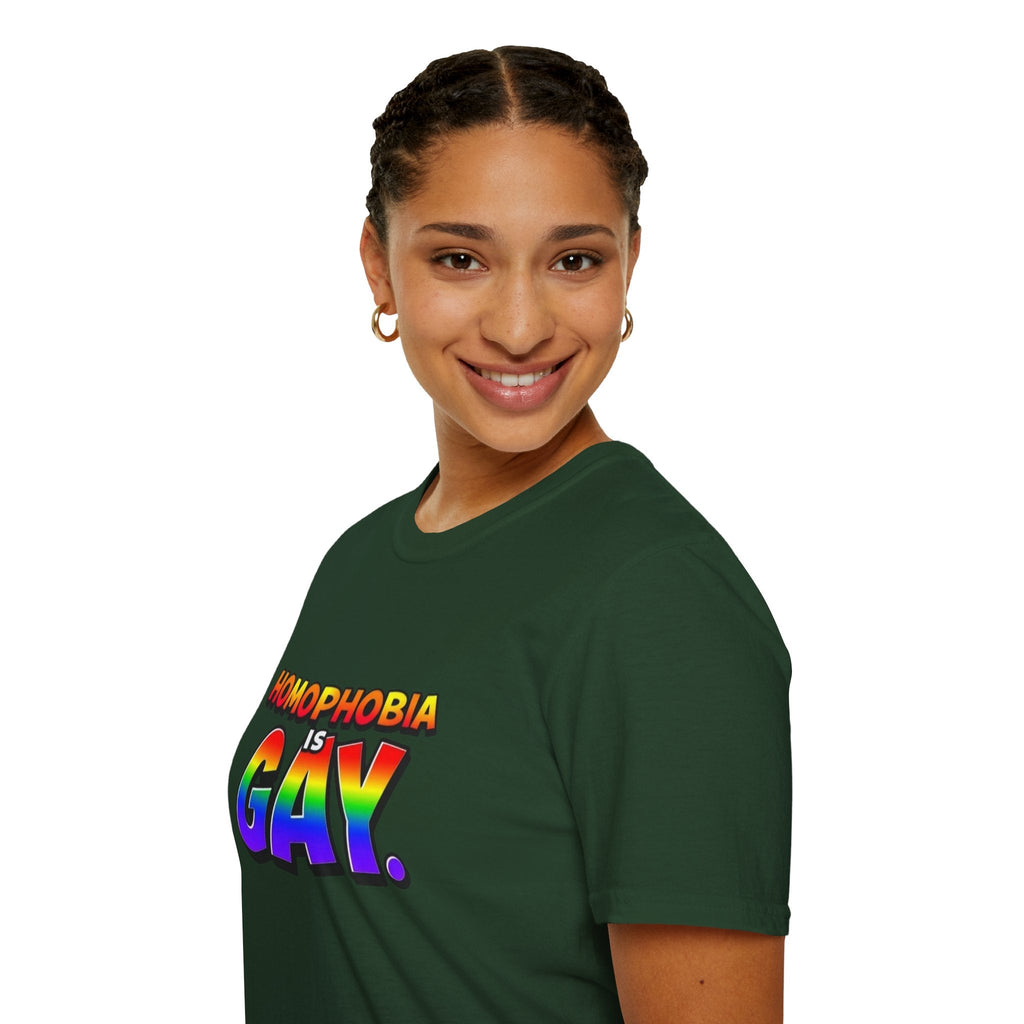 Pride T-Shirt, Homophobia Is Gay Unisex Softstyle Shirt - EqualiTees.Me