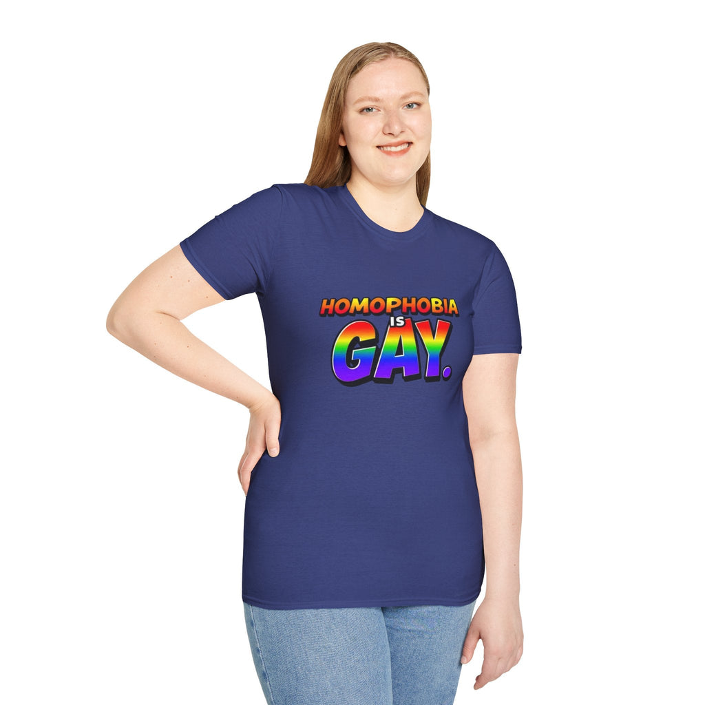 Pride T-Shirt, Homophobia Is Gay Unisex Softstyle Shirt - EqualiTees.Me