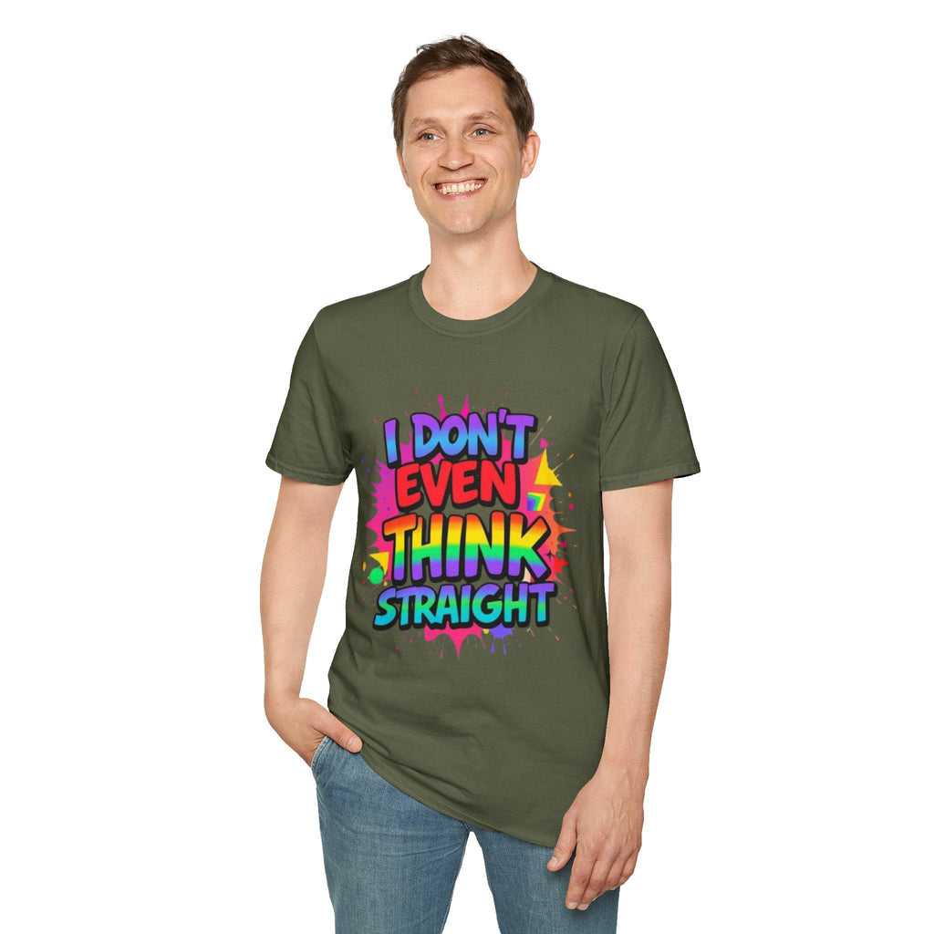 Pride T-Shirt, Unisex Graphic Tee, "I don't even think straight" - EqualiTees.Me