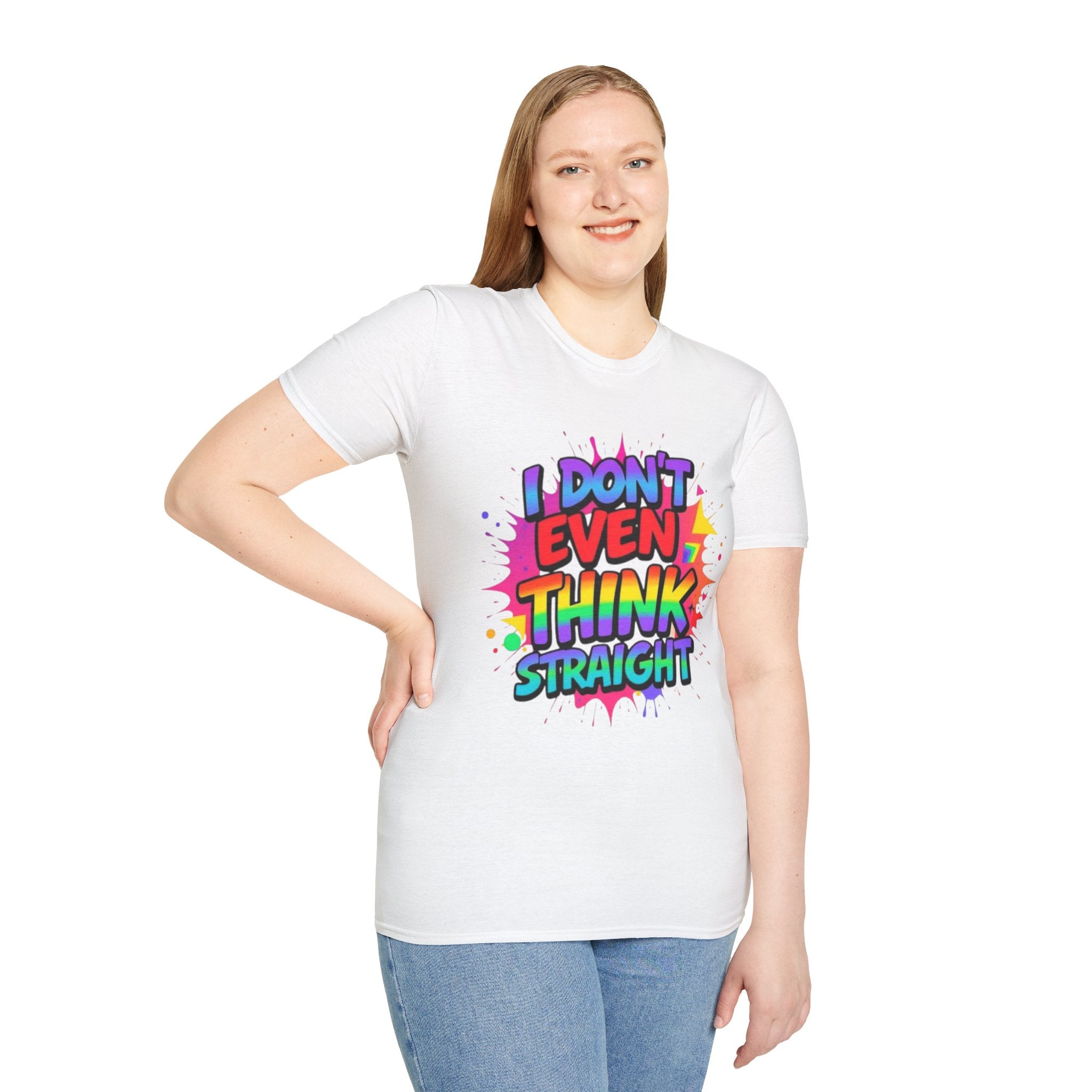 Pride T-Shirt, Unisex Graphic Tee, "I don't even think straight" - EqualiTees.Me