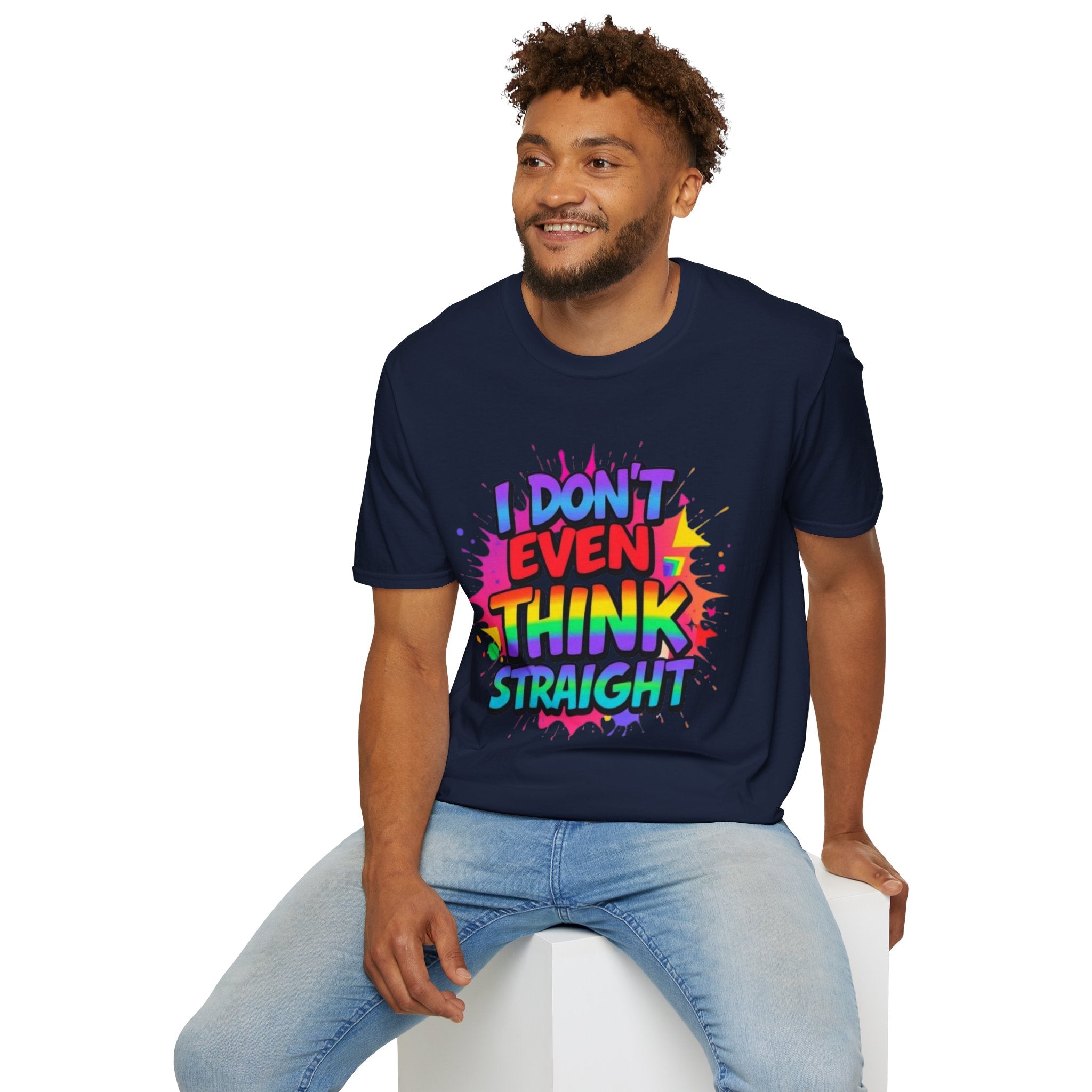Pride T-Shirt, Unisex Graphic Tee, "I don't even think straight" - EqualiTees.Me