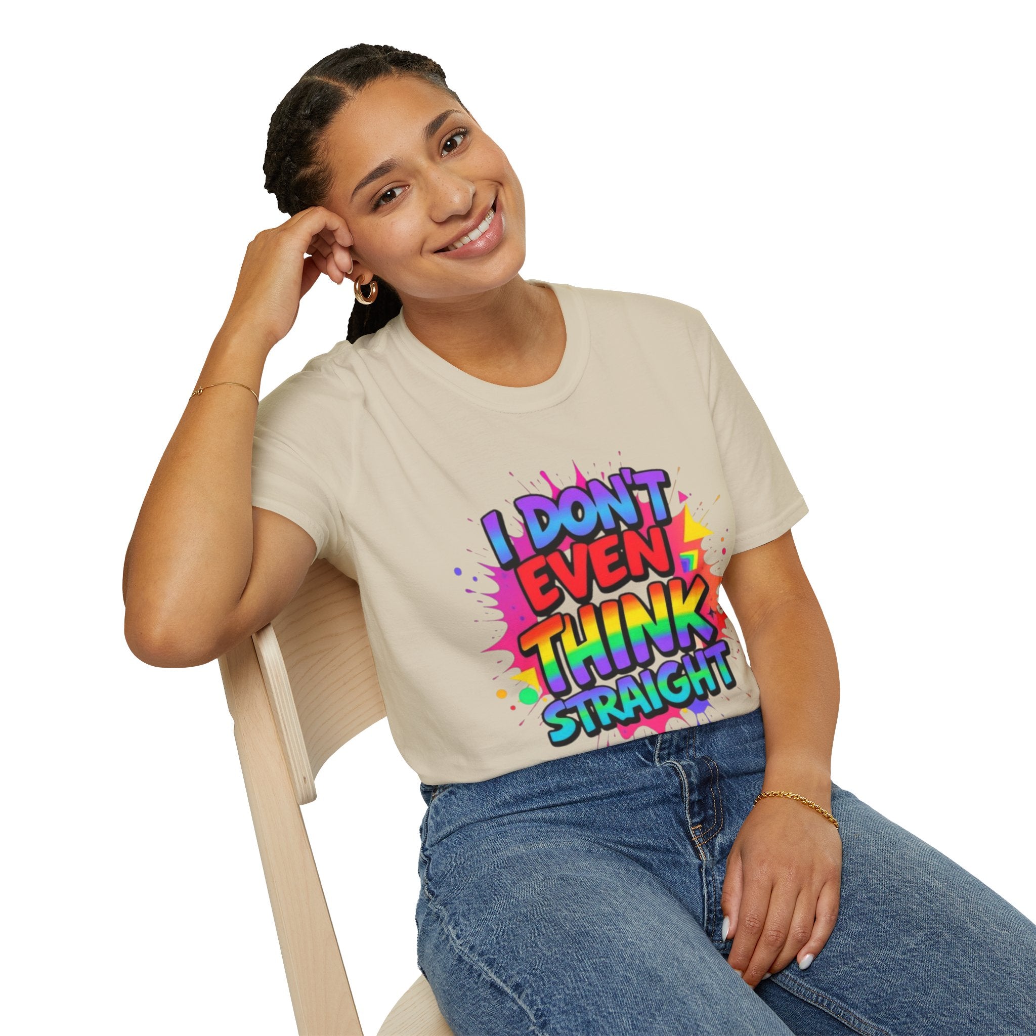 Pride T-Shirt, Unisex Graphic Tee, "I don't even think straight" - EqualiTees.Me