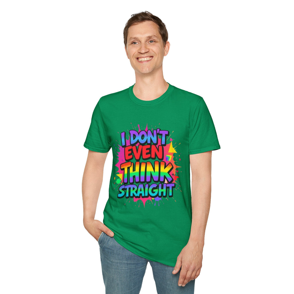 Pride T-Shirt, Unisex Graphic Tee, "I don't even think straight" - EqualiTees.Me