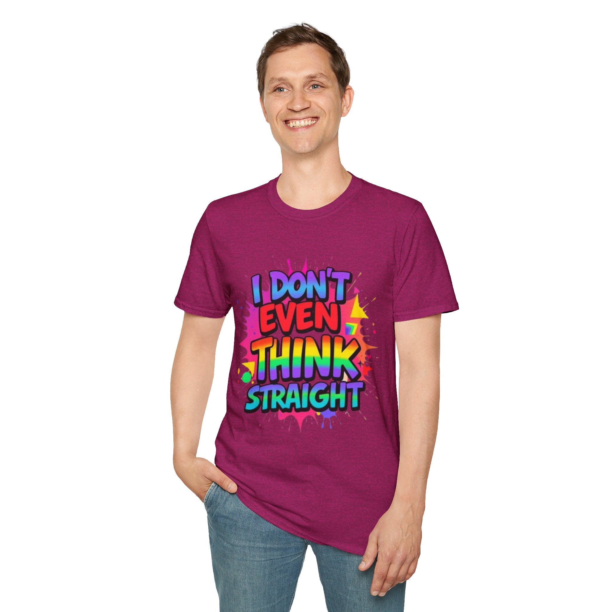 Pride T-Shirt, Unisex Graphic Tee, "I don't even think straight" - EqualiTees.Me