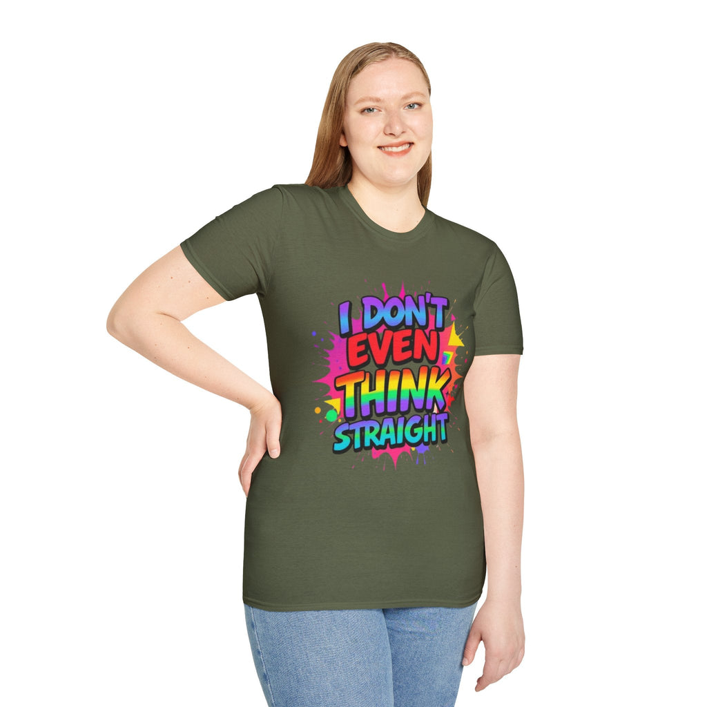 Pride T-Shirt, Unisex Graphic Tee, "I don't even think straight" - EqualiTees.Me