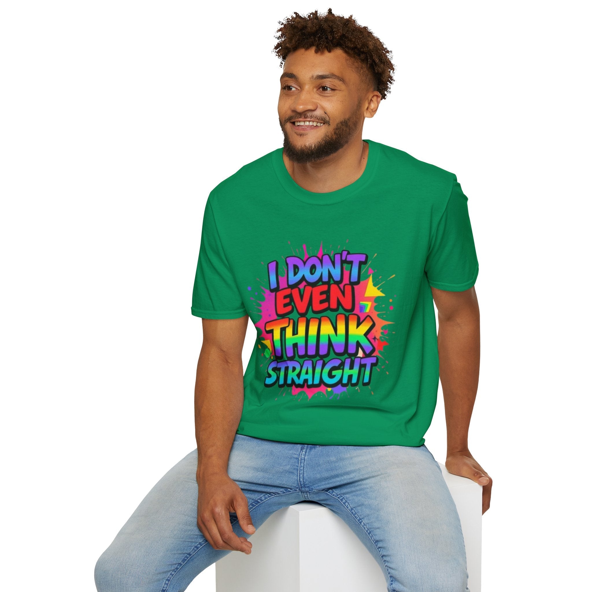Pride T-Shirt, Unisex Graphic Tee, "I don't even think straight" - EqualiTees.Me