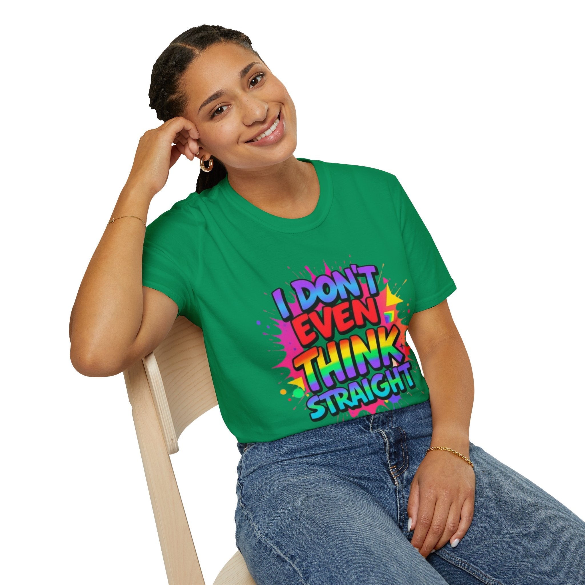 Pride T-Shirt, Unisex Graphic Tee, "I don't even think straight" - EqualiTees.Me