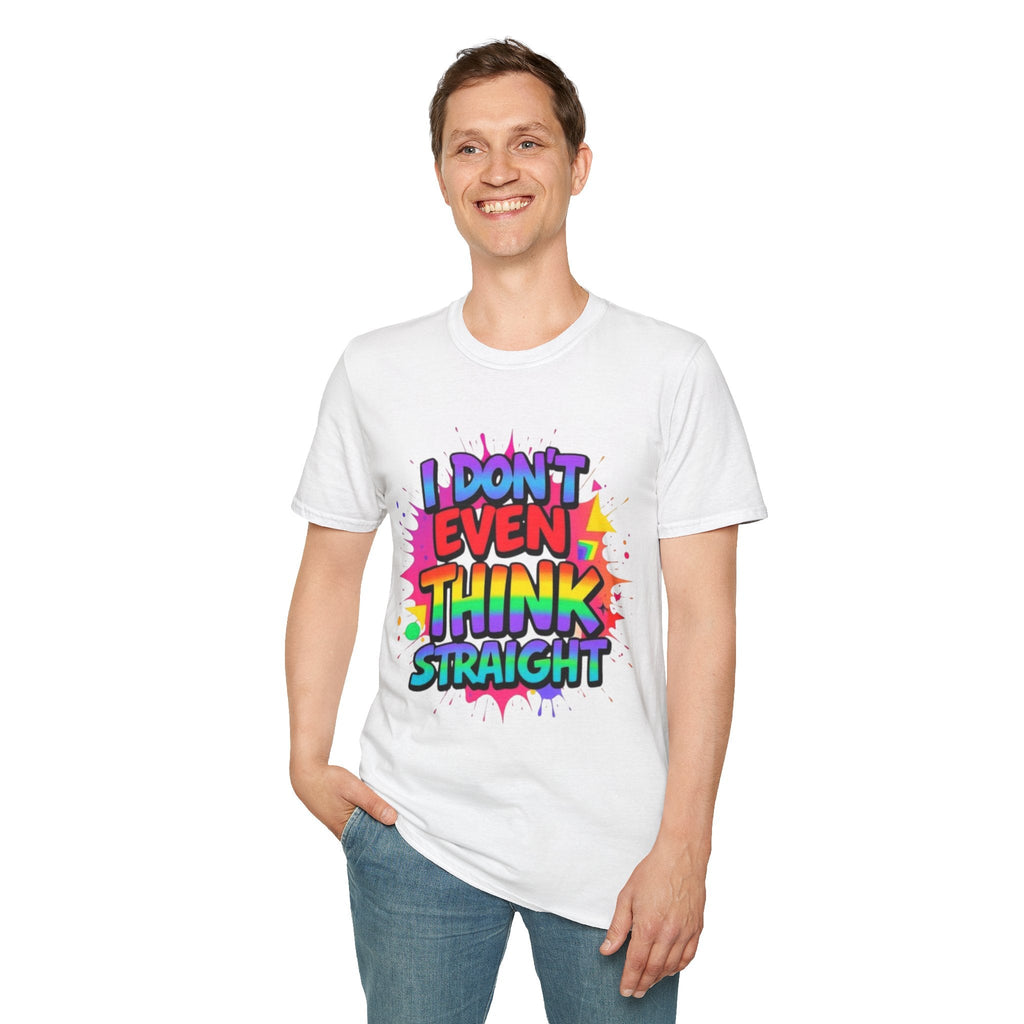 Pride T-Shirt, Unisex Graphic Tee, "I don't even think straight" - EqualiTees.Me