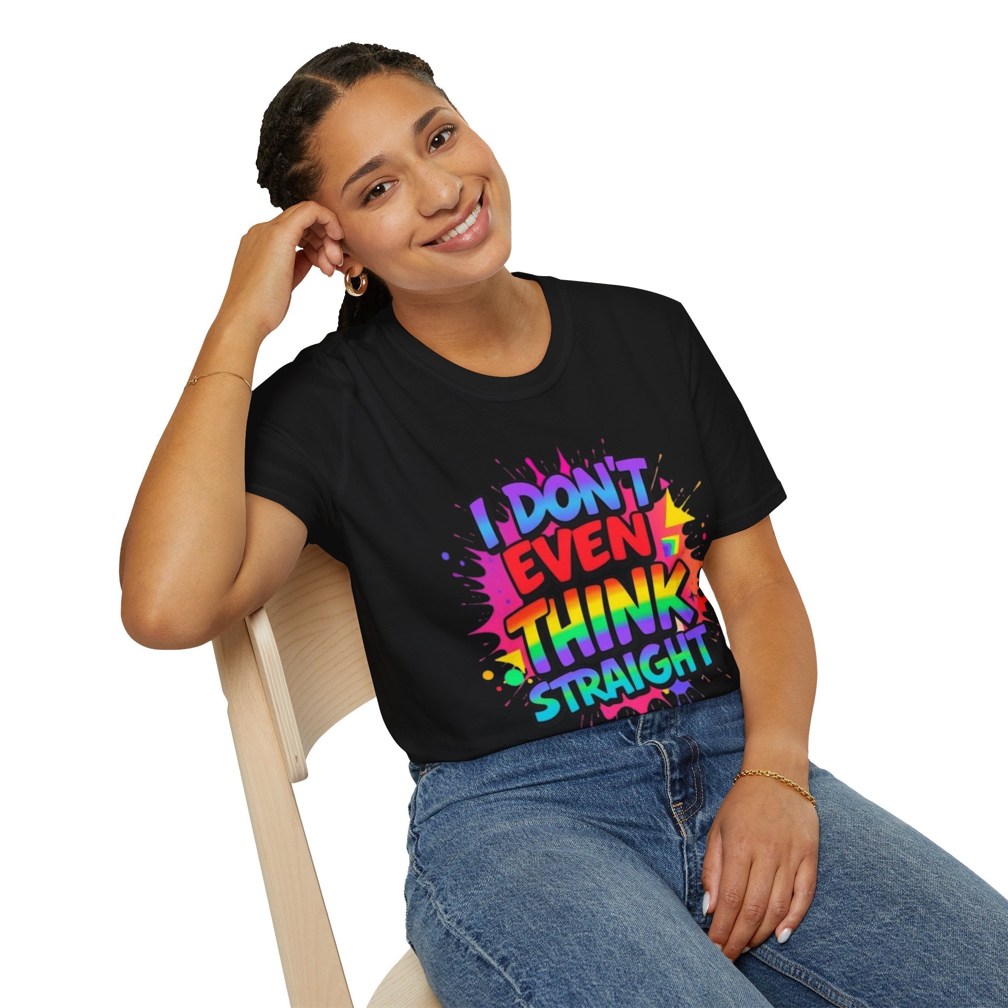 Pride T-Shirt, Unisex Graphic Tee, "I don't even think straight" - EqualiTees.Me
