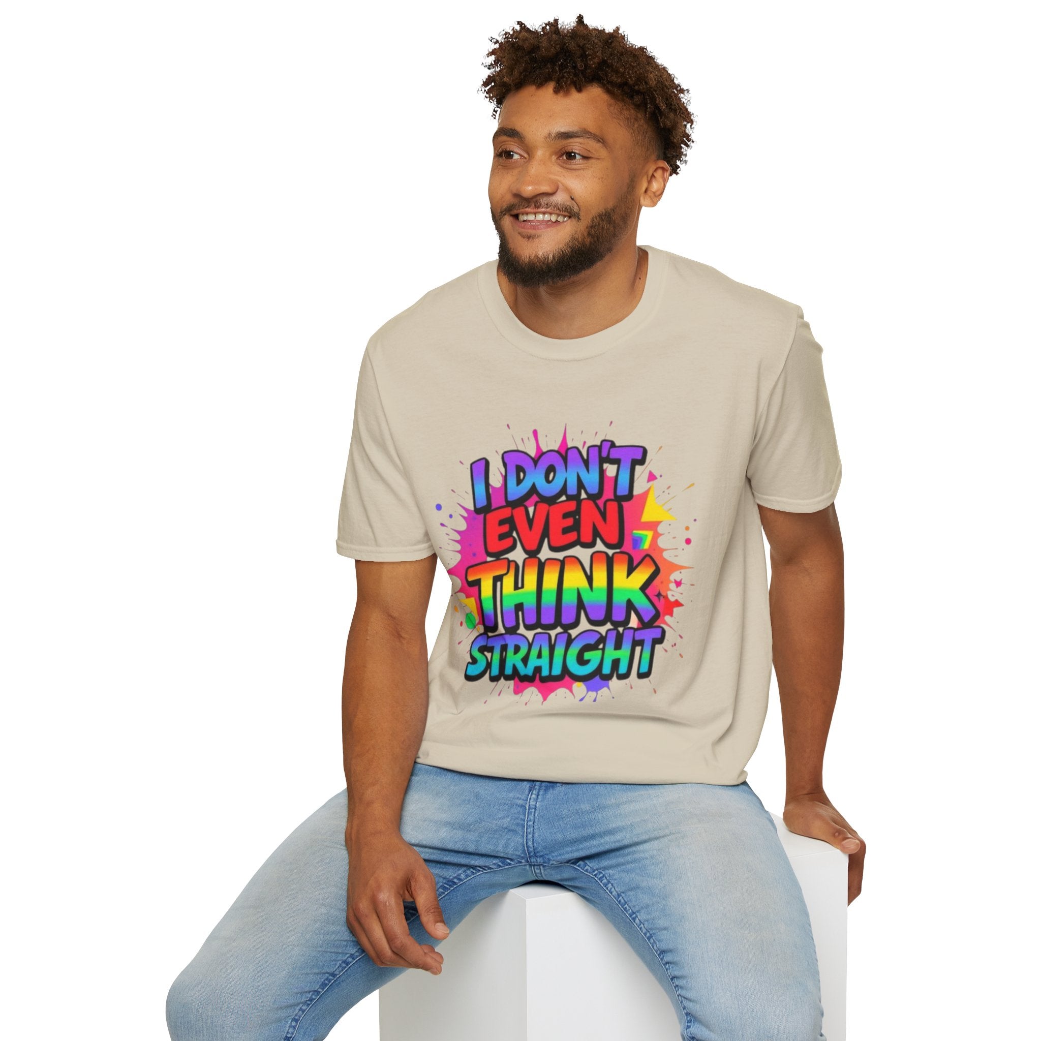Pride T-Shirt, Unisex Graphic Tee, "I don't even think straight" - EqualiTees.Me