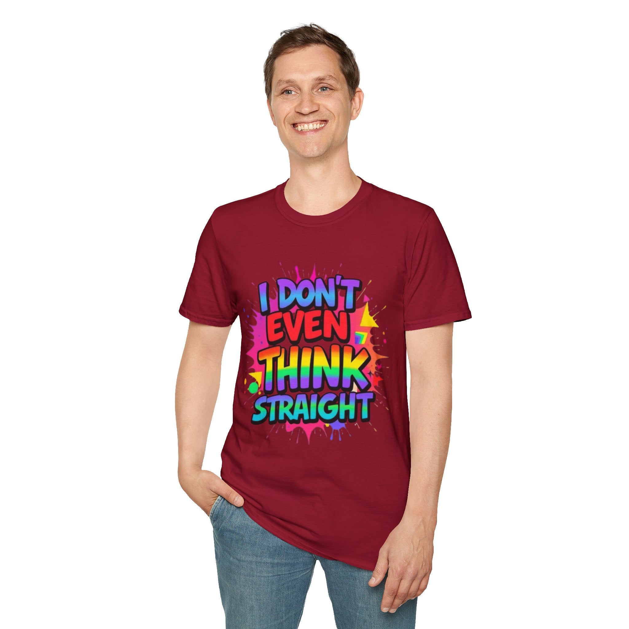Pride T-Shirt, Unisex Graphic Tee, "I don't even think straight" - EqualiTees.Me