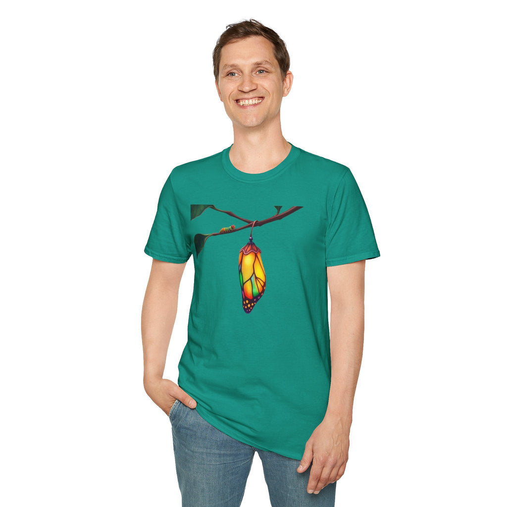 Rainbow Butterfly Cocoon Pride T-Shirt | Unisex Softstyle Tee - EqualiTees.Me