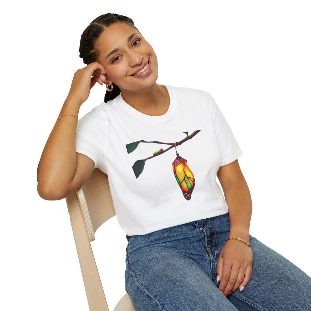 Rainbow Butterfly Cocoon Pride T-Shirt | Unisex Softstyle Tee - EqualiTees.Me