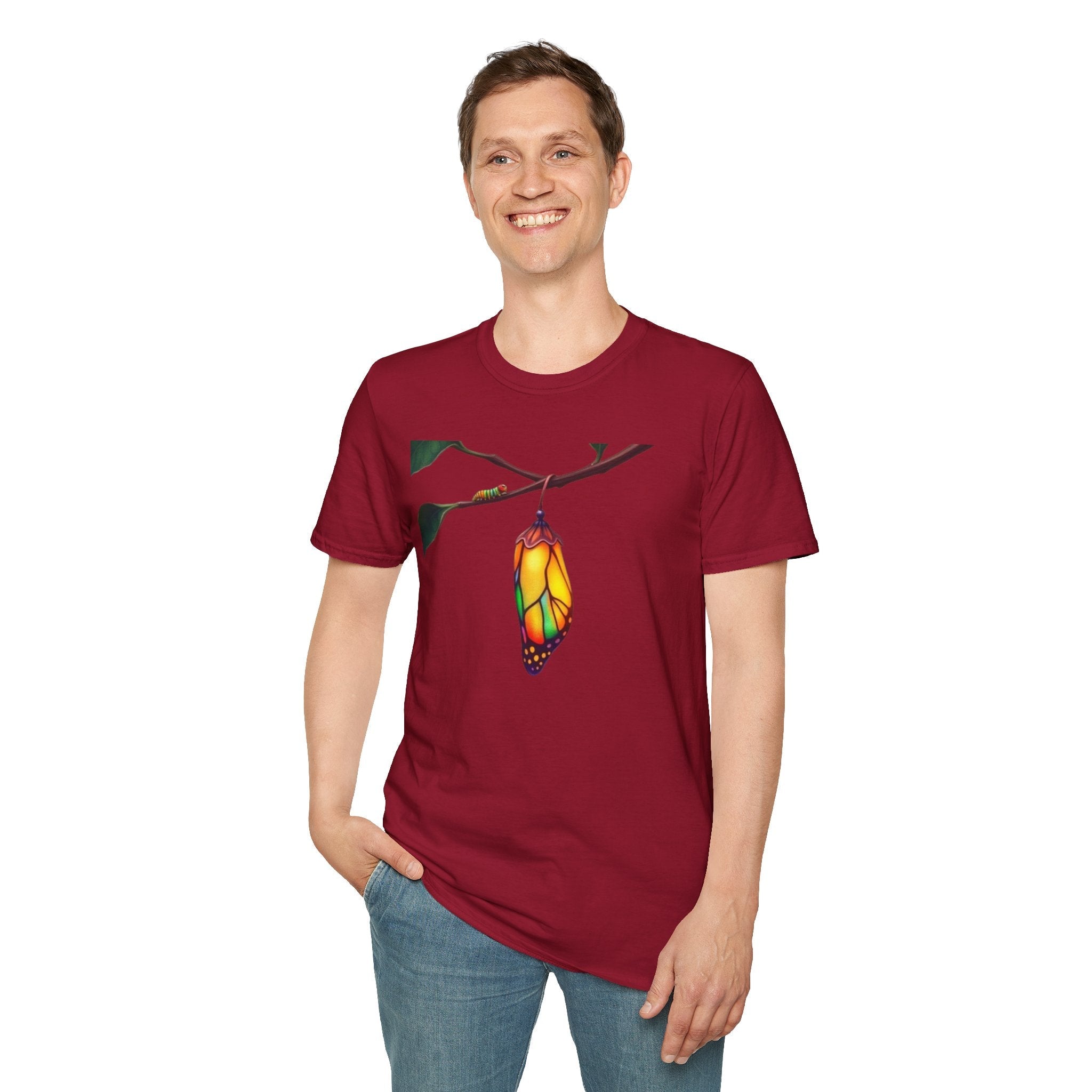 Rainbow Butterfly Cocoon Pride T-Shirt | Unisex Softstyle Tee - EqualiTees.Me