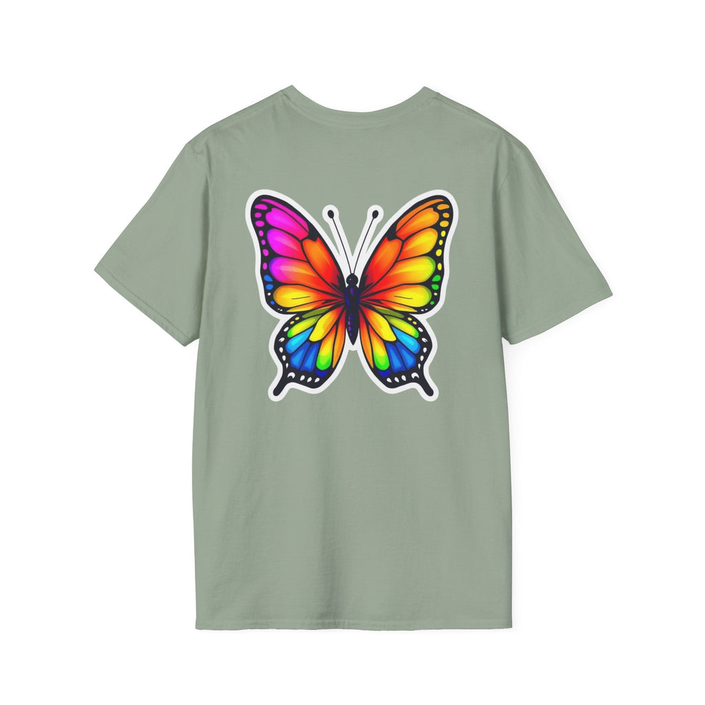 Rainbow Butterfly Cocoon Pride T-Shirt | Unisex Softstyle Tee - EqualiTees.Me