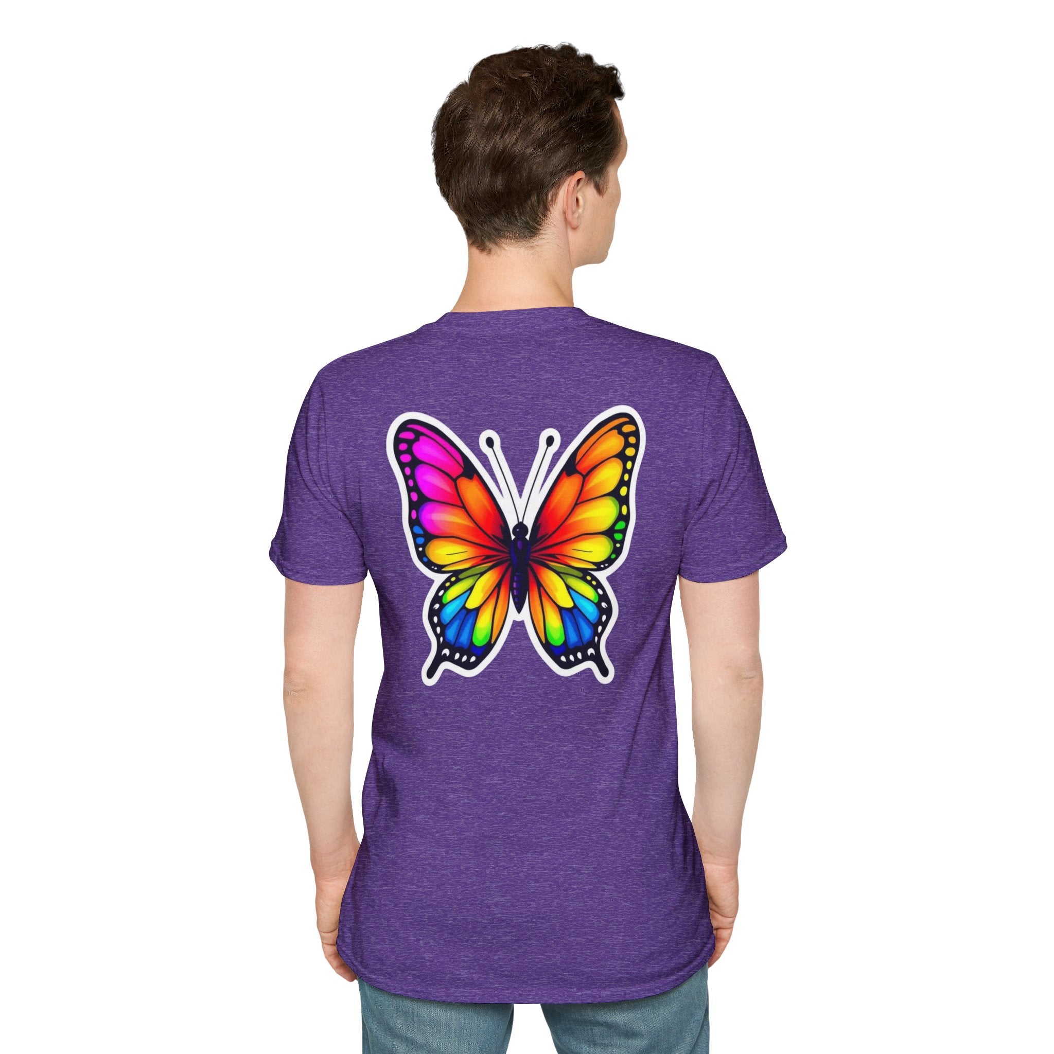 Rainbow Butterfly Cocoon Pride T-Shirt | Unisex Softstyle Tee - EqualiTees.Me