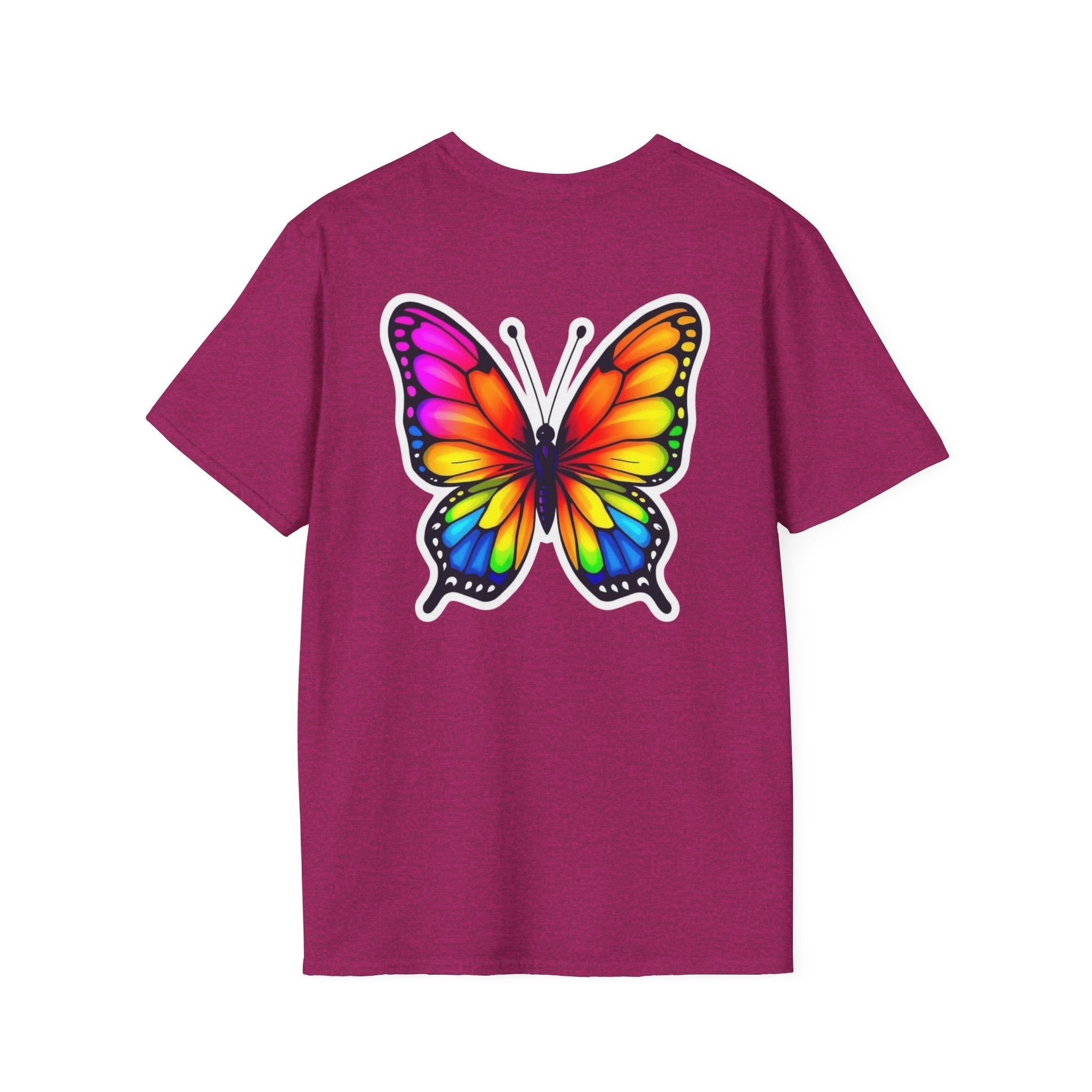 Rainbow Butterfly Cocoon Pride T-Shirt | Unisex Softstyle Tee - EqualiTees.Me