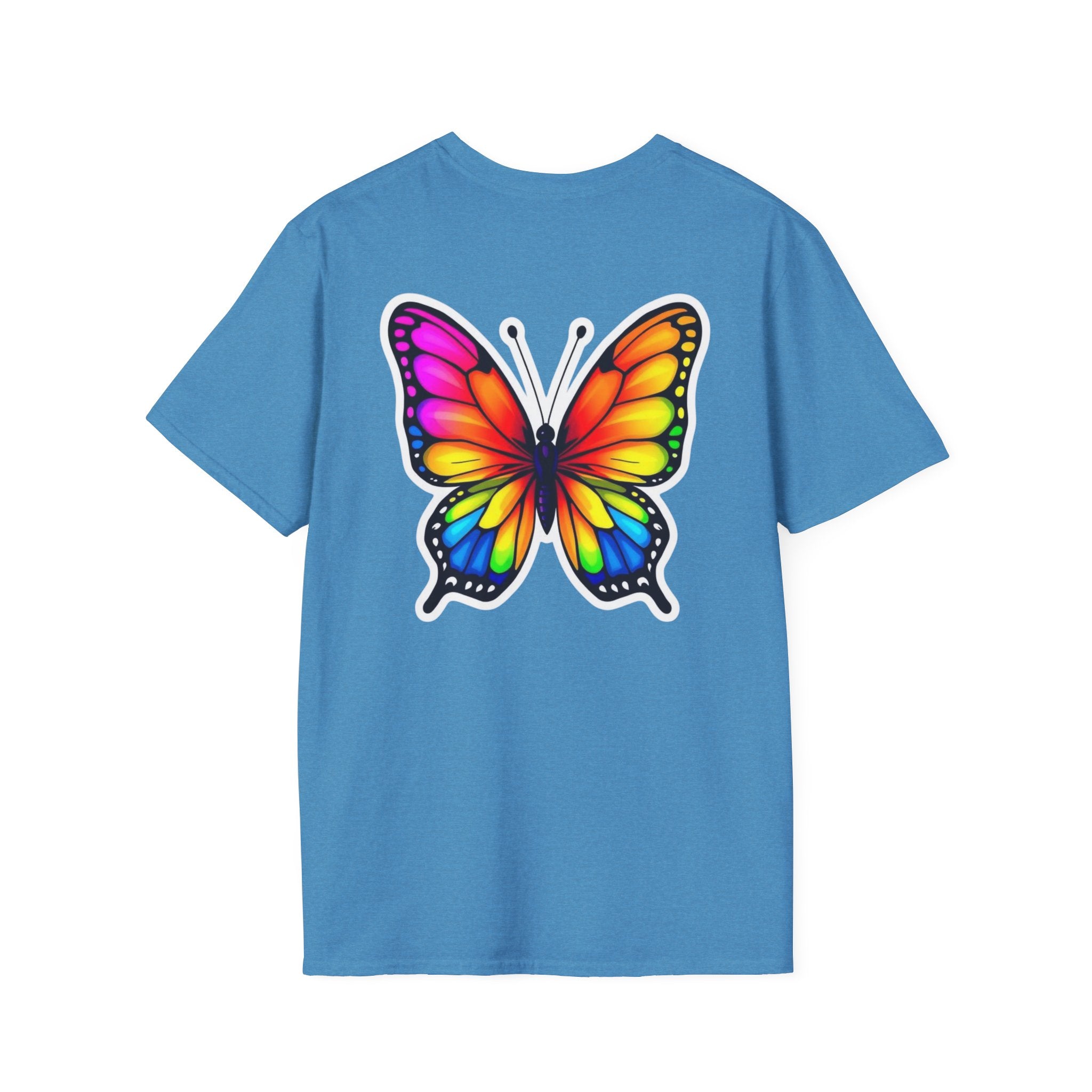 Rainbow Butterfly Cocoon Pride T-Shirt | Unisex Softstyle Tee - EqualiTees.Me