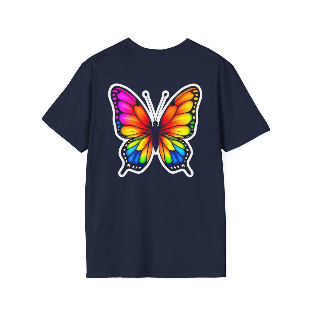 Rainbow Butterfly Cocoon Pride T-Shirt | Unisex Softstyle Tee - EqualiTees.Me