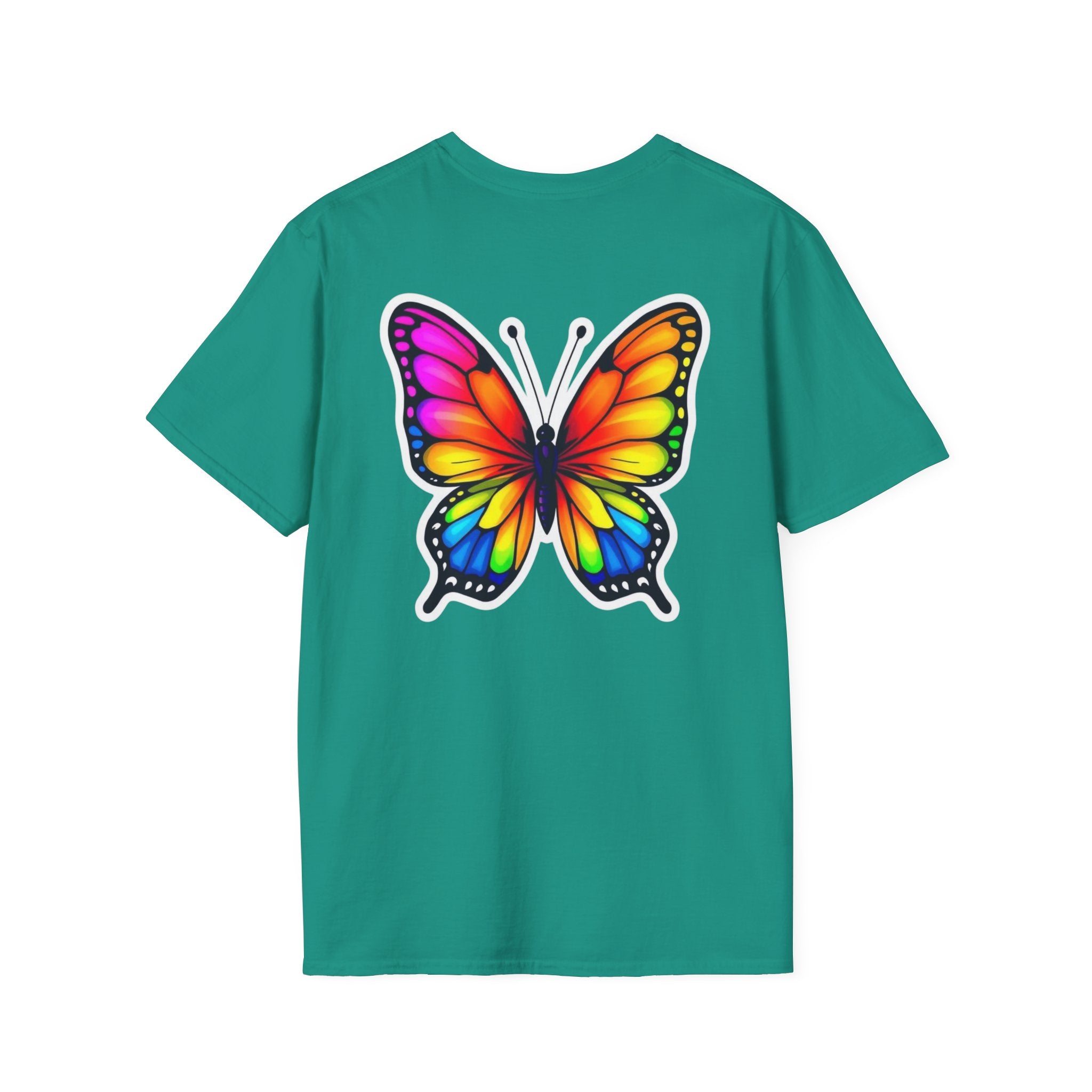 Rainbow Butterfly Cocoon Pride T-Shirt | Unisex Softstyle Tee - EqualiTees.Me