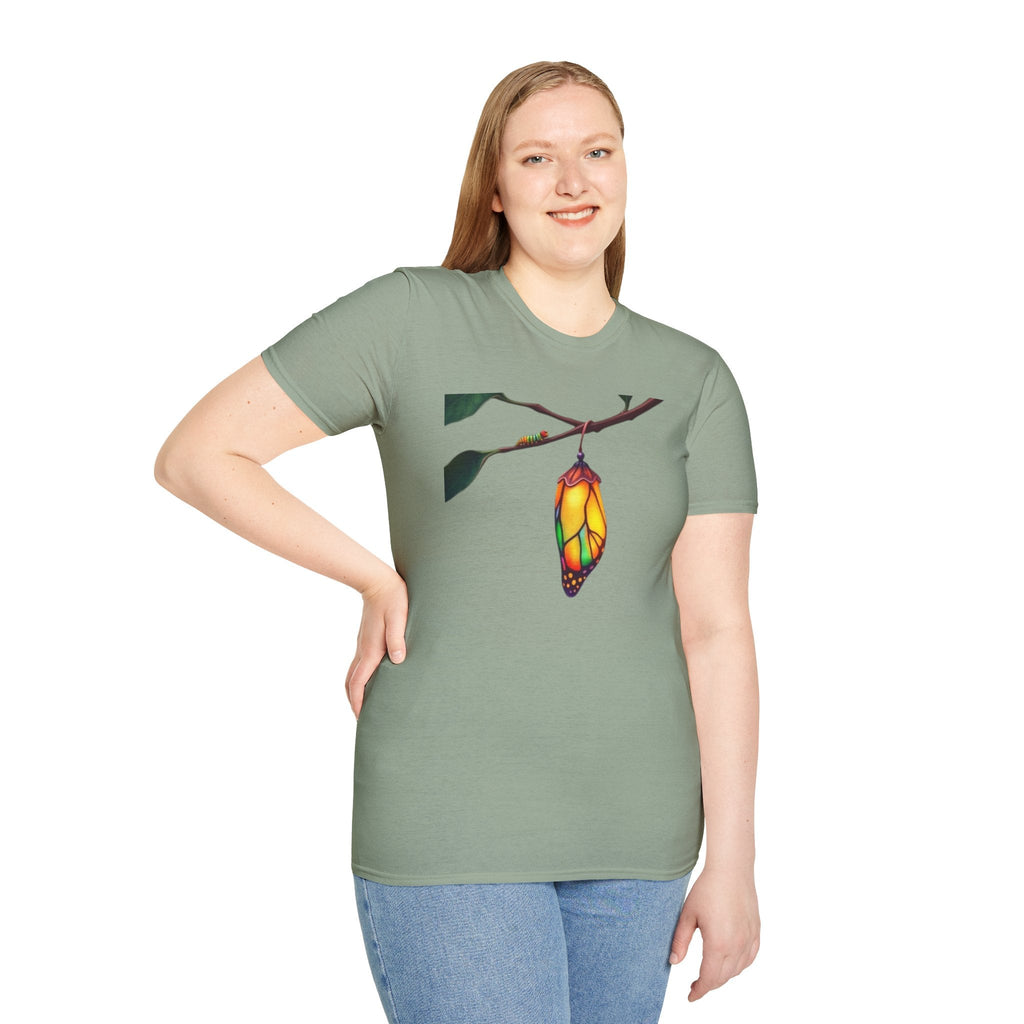 Rainbow Butterfly Cocoon Pride T-Shirt | Unisex Softstyle Tee - EqualiTees.Me