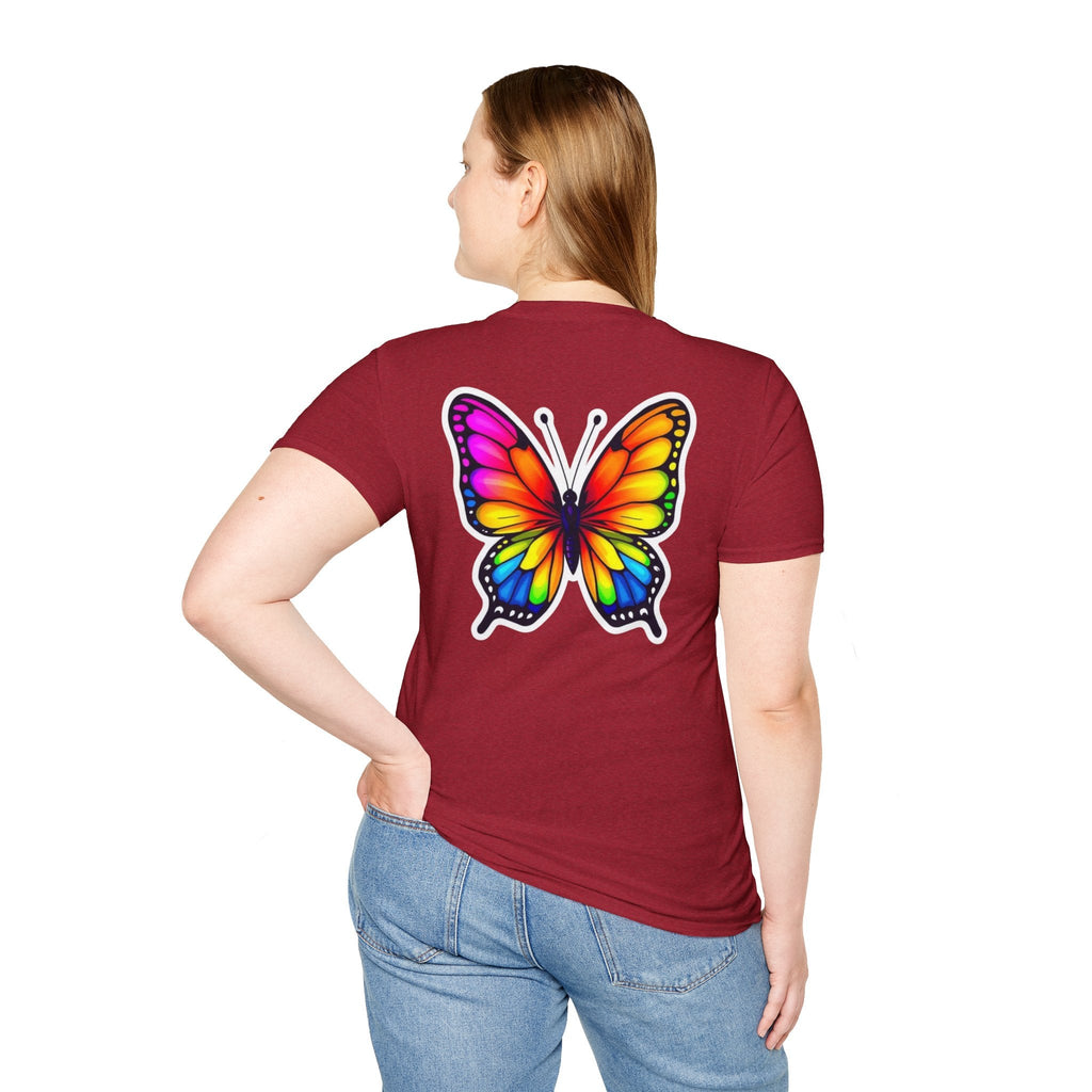 Rainbow Butterfly Cocoon Pride T-Shirt | Unisex Softstyle Tee - EqualiTees.Me