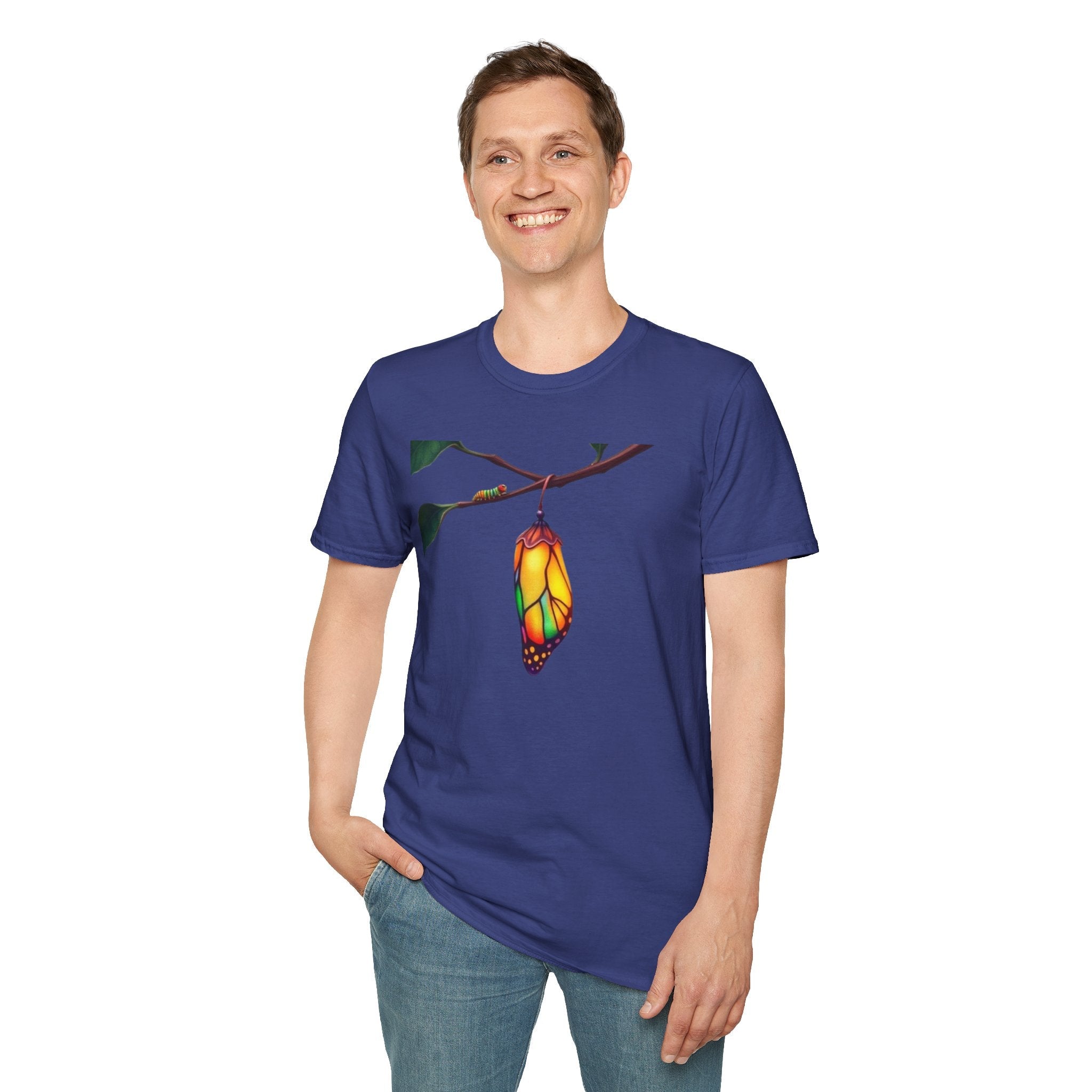 Rainbow Butterfly Cocoon Pride T-Shirt | Unisex Softstyle Tee - EqualiTees.Me