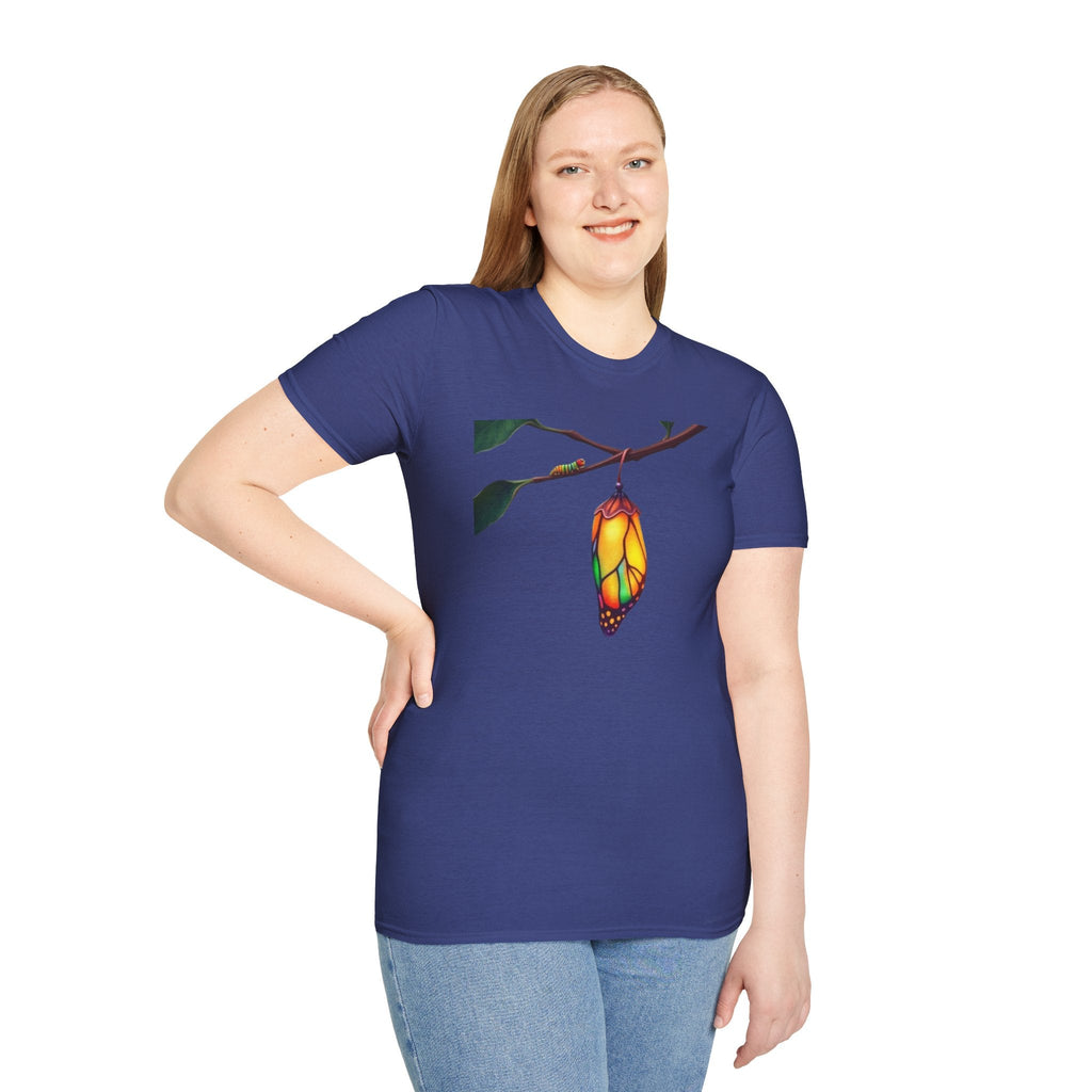 Rainbow Butterfly Cocoon Pride T-Shirt | Unisex Softstyle Tee - EqualiTees.Me