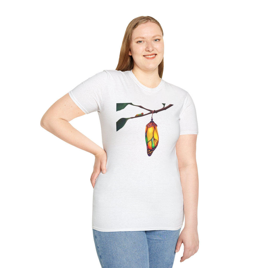 Rainbow Butterfly Cocoon Pride T-Shirt | Unisex Softstyle Tee - EqualiTees.Me