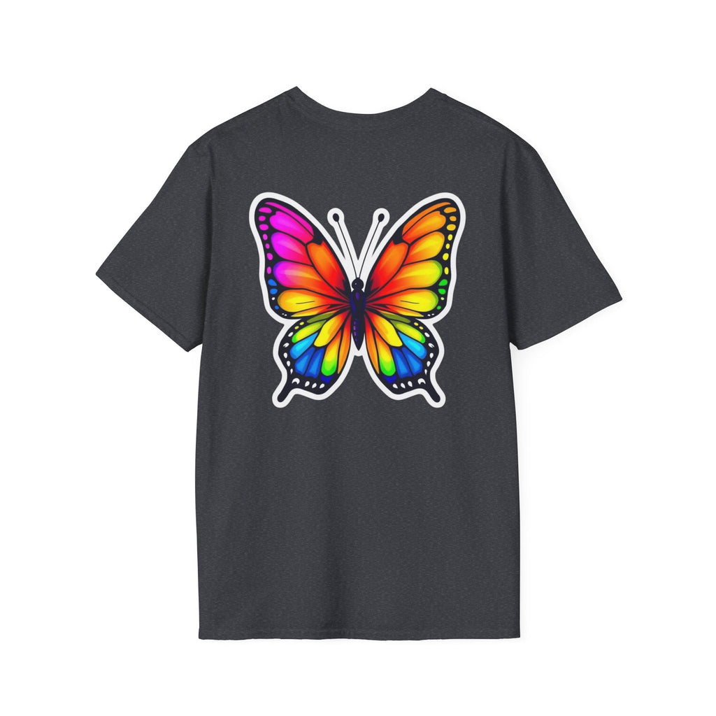 Rainbow Butterfly Cocoon Pride T-Shirt | Unisex Softstyle Tee - EqualiTees.Me