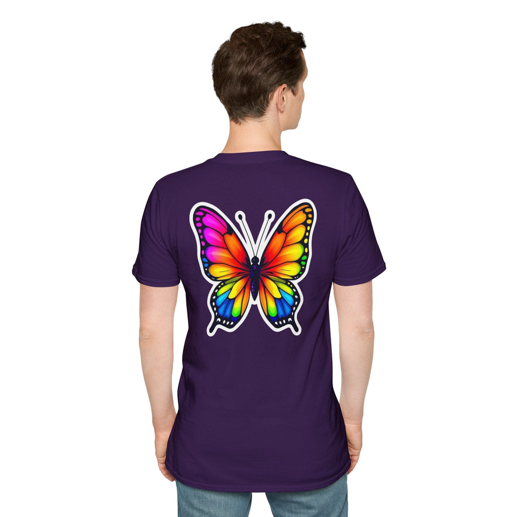 Rainbow Butterfly Cocoon Pride T-Shirt | Unisex Softstyle Tee - EqualiTees.Me