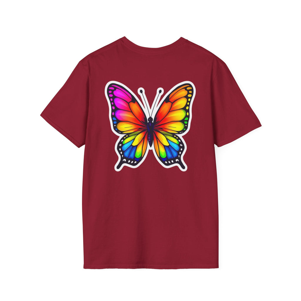 Rainbow Butterfly Cocoon Pride T-Shirt | Unisex Softstyle Tee - EqualiTees.Me