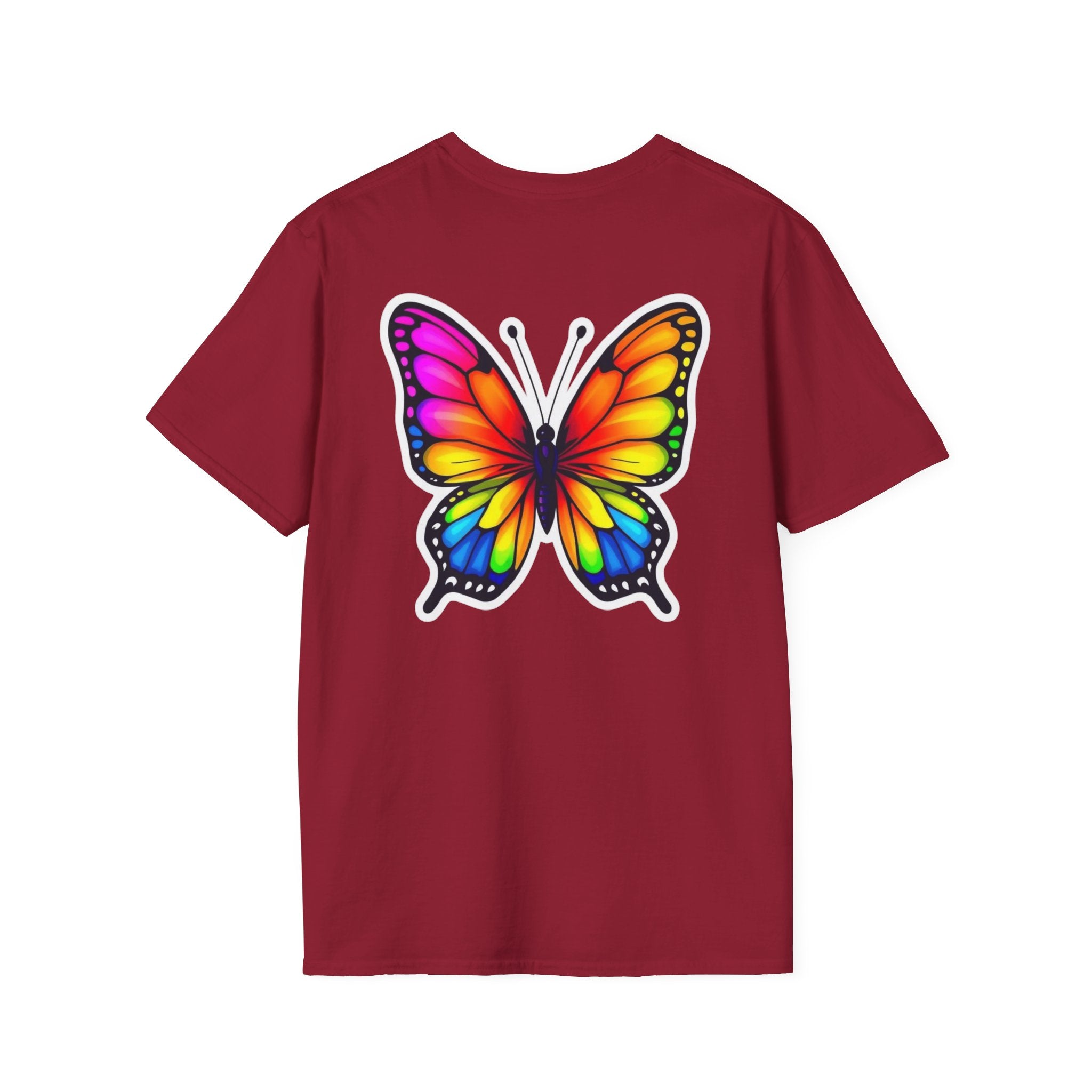 Rainbow Butterfly Cocoon Pride T-Shirt | Unisex Softstyle Tee - EqualiTees.Me