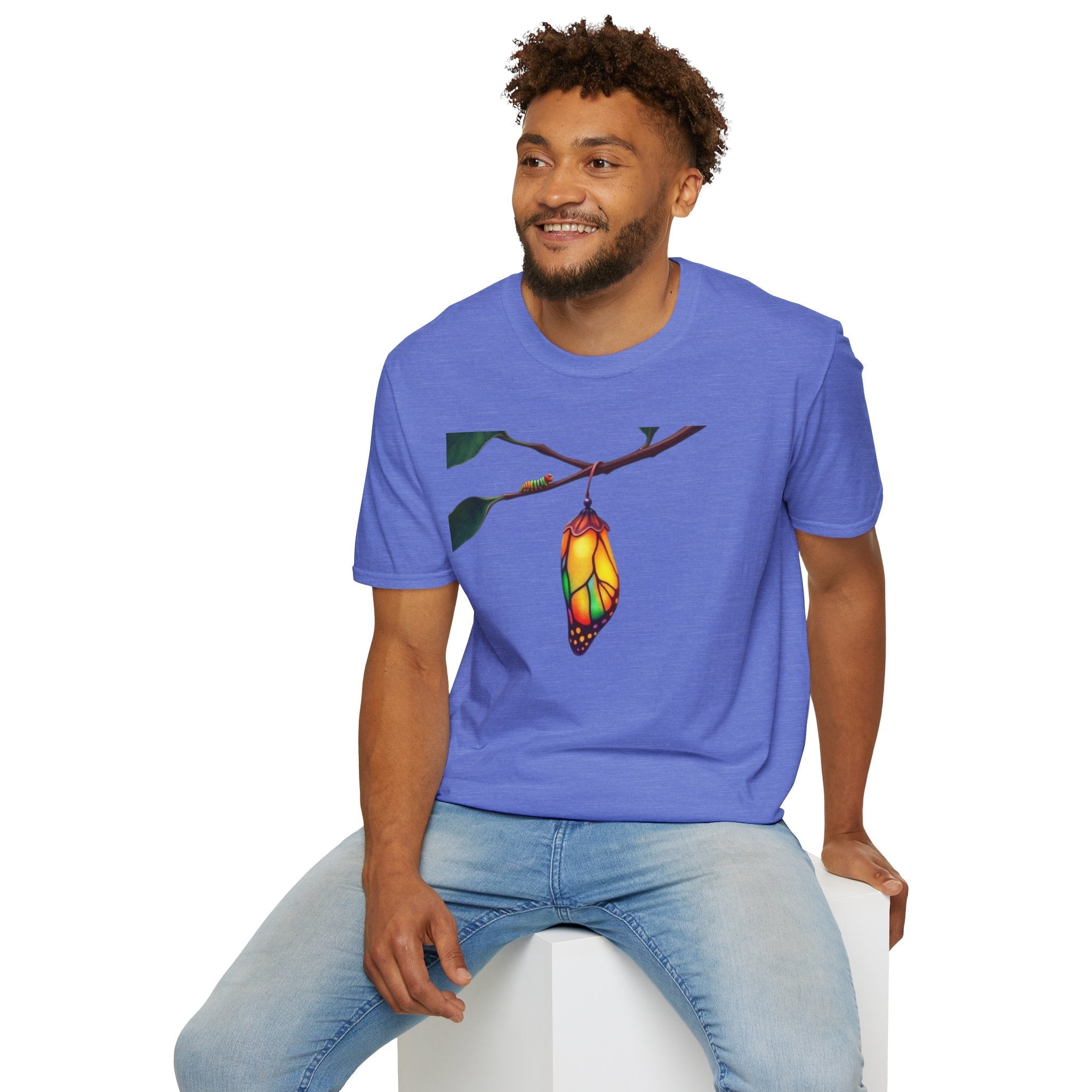 Rainbow Butterfly Cocoon Pride T-Shirt | Unisex Softstyle Tee - EqualiTees.Me