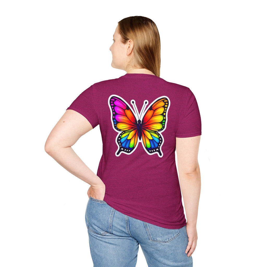 Rainbow Butterfly Cocoon Pride T-Shirt | Unisex Softstyle Tee - EqualiTees.Me