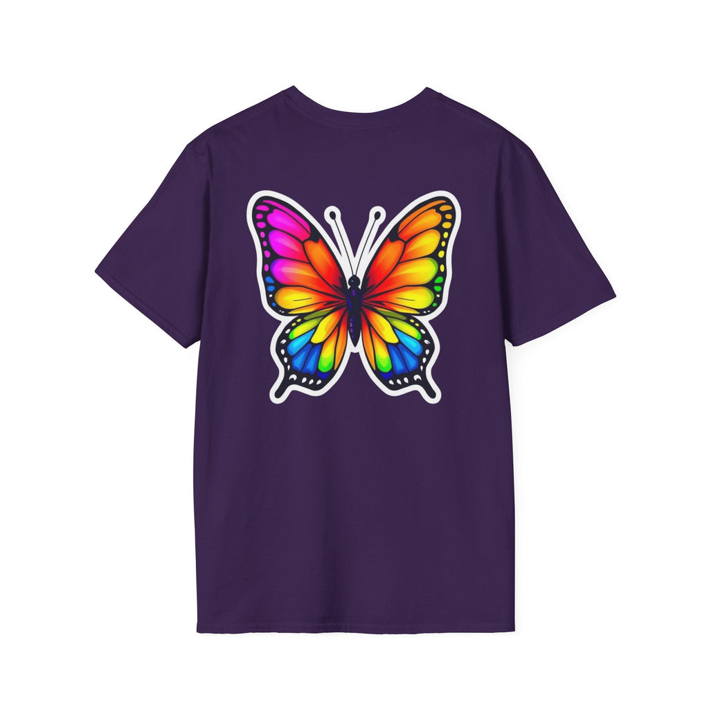 Rainbow Butterfly Cocoon Pride T-Shirt | Unisex Softstyle Tee - EqualiTees.Me