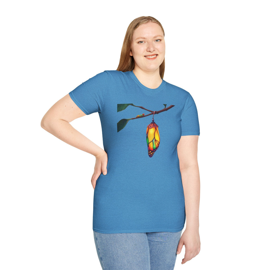 Rainbow Butterfly Cocoon Pride T-Shirt | Unisex Softstyle Tee - EqualiTees.Me