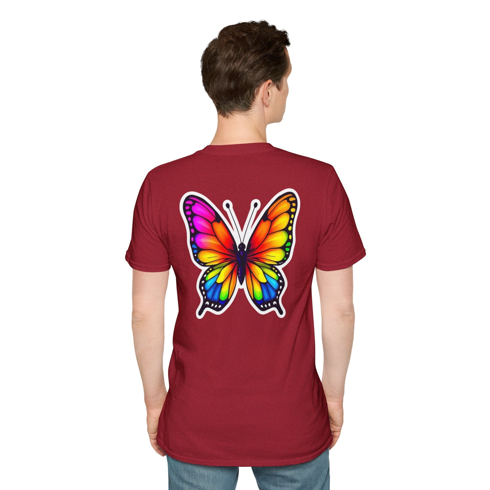 Rainbow Butterfly Cocoon Pride T-Shirt | Unisex Softstyle Tee - EqualiTees.Me