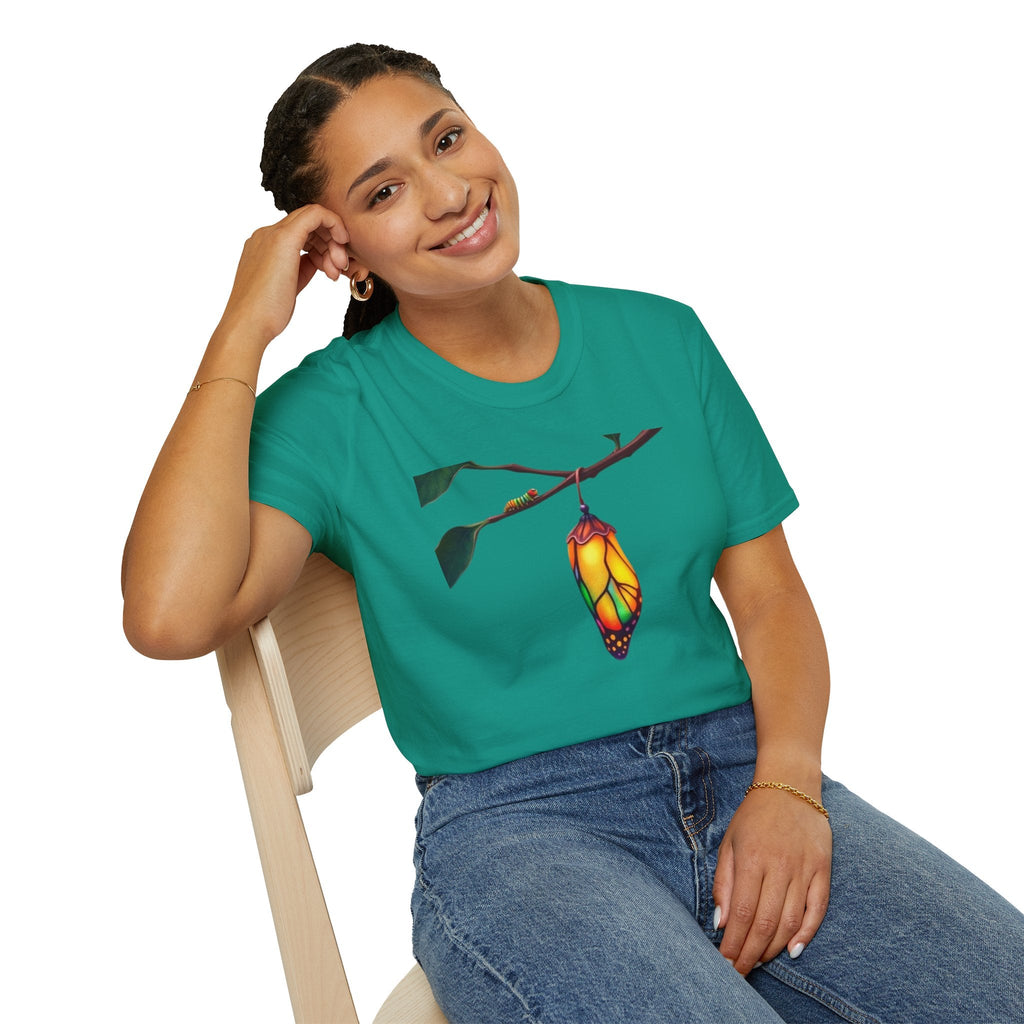 Rainbow Butterfly Cocoon Pride T-Shirt | Unisex Softstyle Tee - EqualiTees.Me
