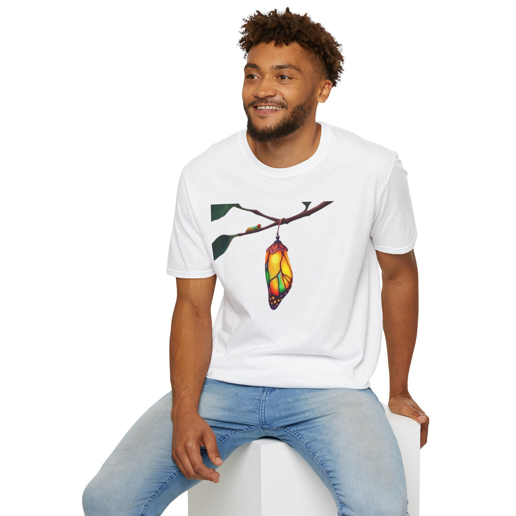Rainbow Butterfly Cocoon Pride T-Shirt | Unisex Softstyle Tee - EqualiTees.Me