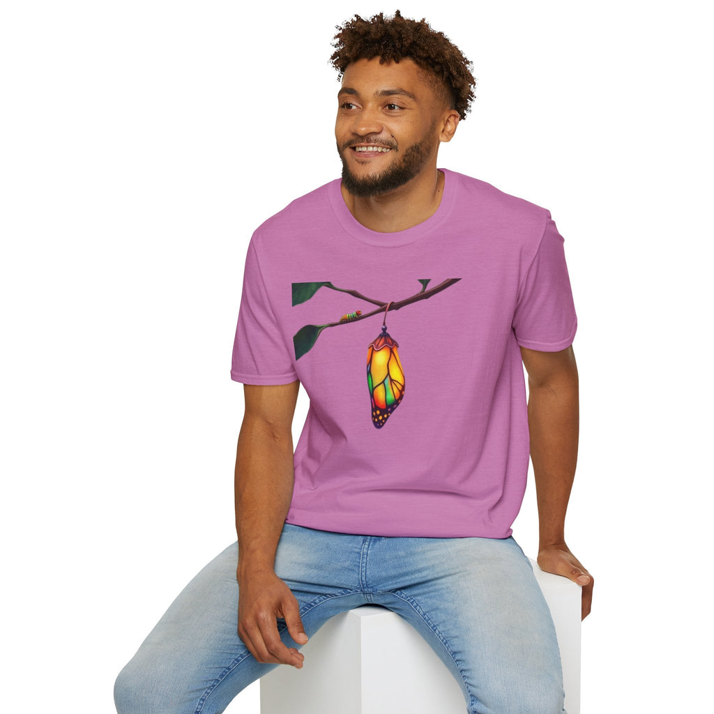 Rainbow Butterfly Cocoon Pride T-Shirt | Unisex Softstyle Tee - EqualiTees.Me