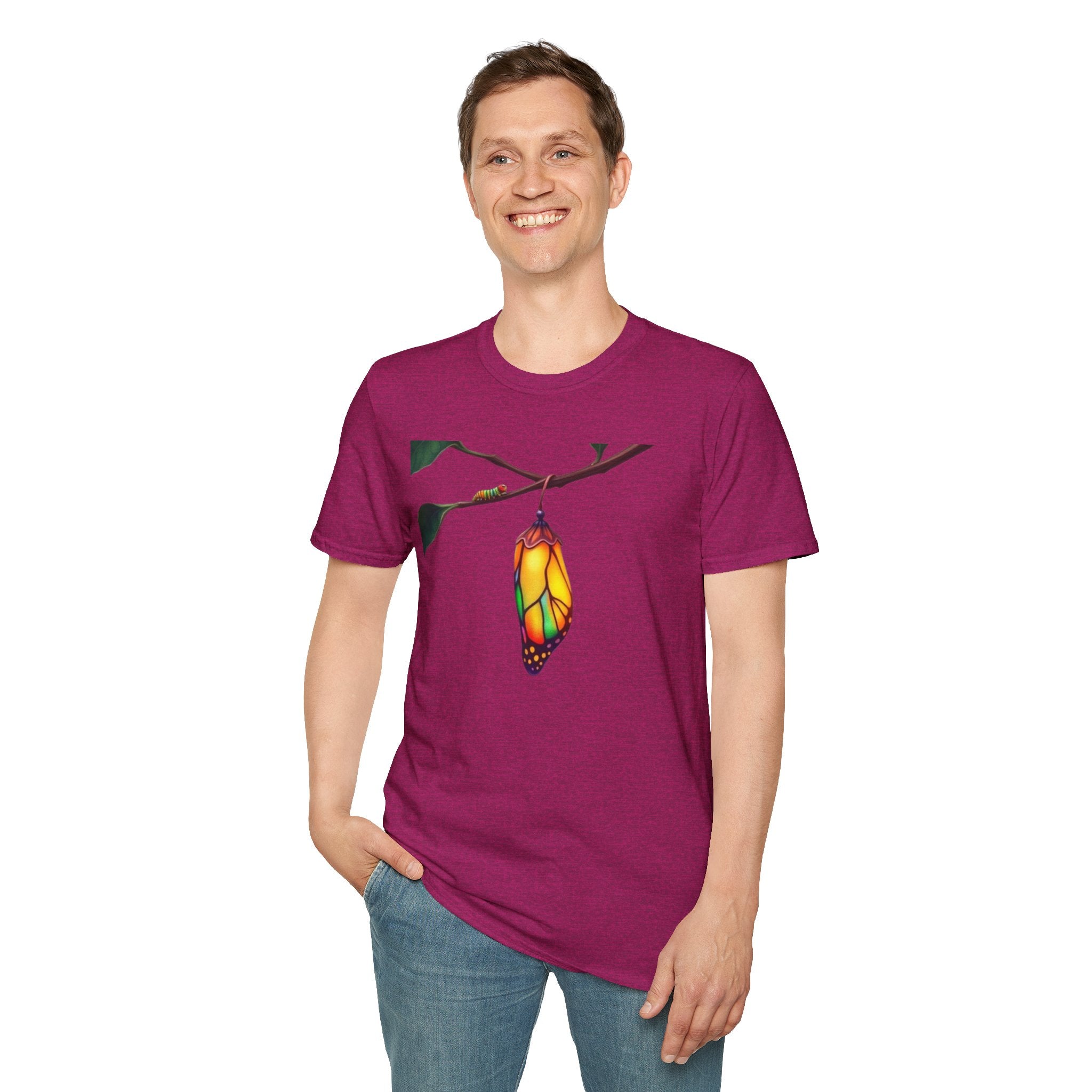 Rainbow Butterfly Cocoon Pride T-Shirt | Unisex Softstyle Tee - EqualiTees.Me