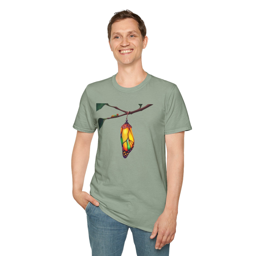 Rainbow Butterfly Cocoon Pride T-Shirt | Unisex Softstyle Tee - EqualiTees.Me