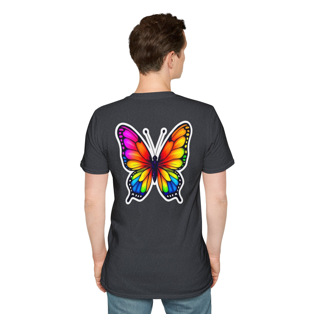 Rainbow Butterfly Cocoon Pride T-Shirt | Unisex Softstyle Tee - EqualiTees.Me