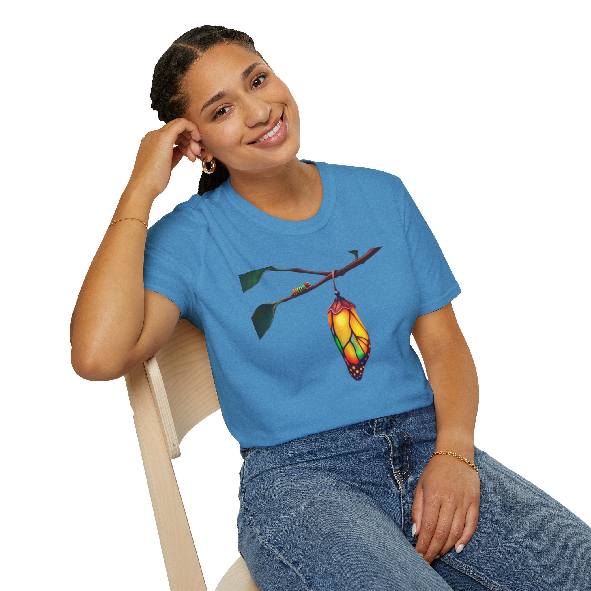 Rainbow Butterfly Cocoon Pride T-Shirt | Unisex Softstyle Tee - EqualiTees.Me
